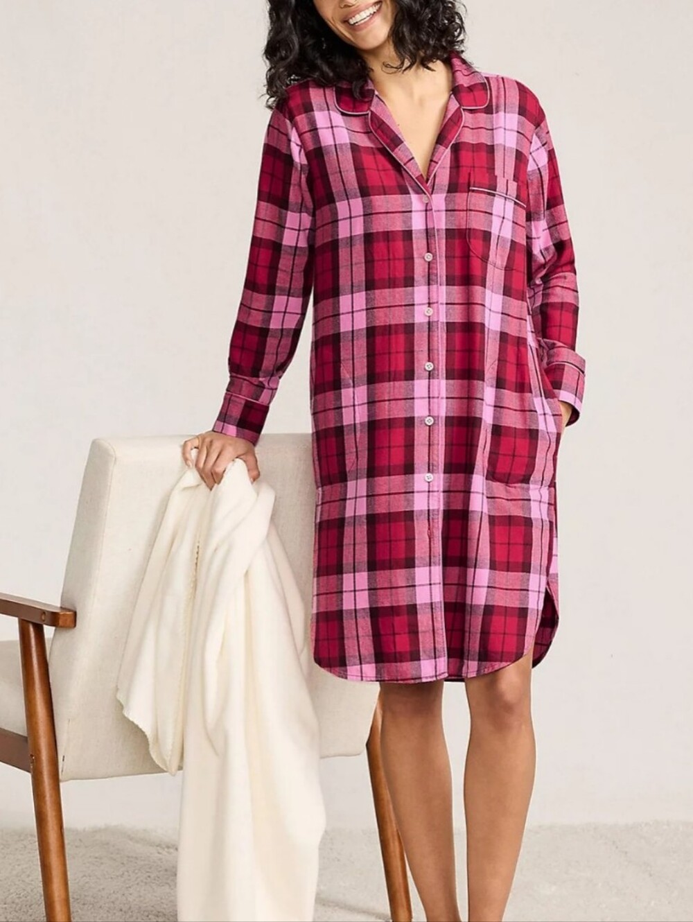 Lands' End Women's Flannel Long Sleeve Sleepshirt Nightgown Size 1X
